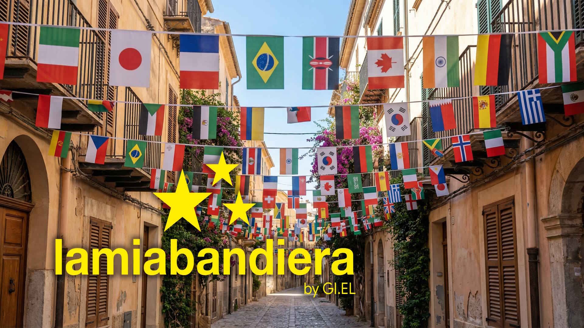 Via storica con bandiere